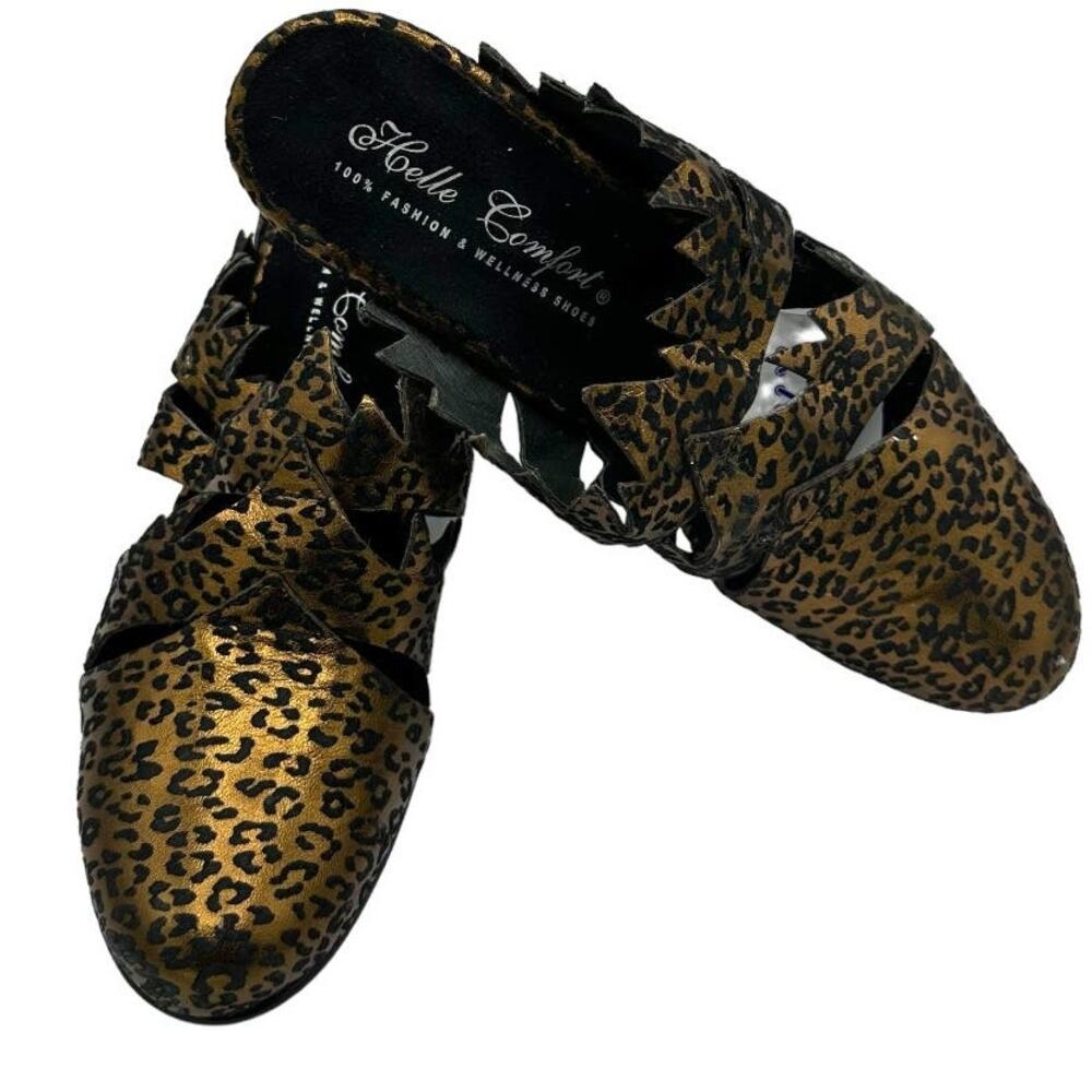 HELLE COMFORT Bronze Animal Print Slip on Shoes Size 6.5/7